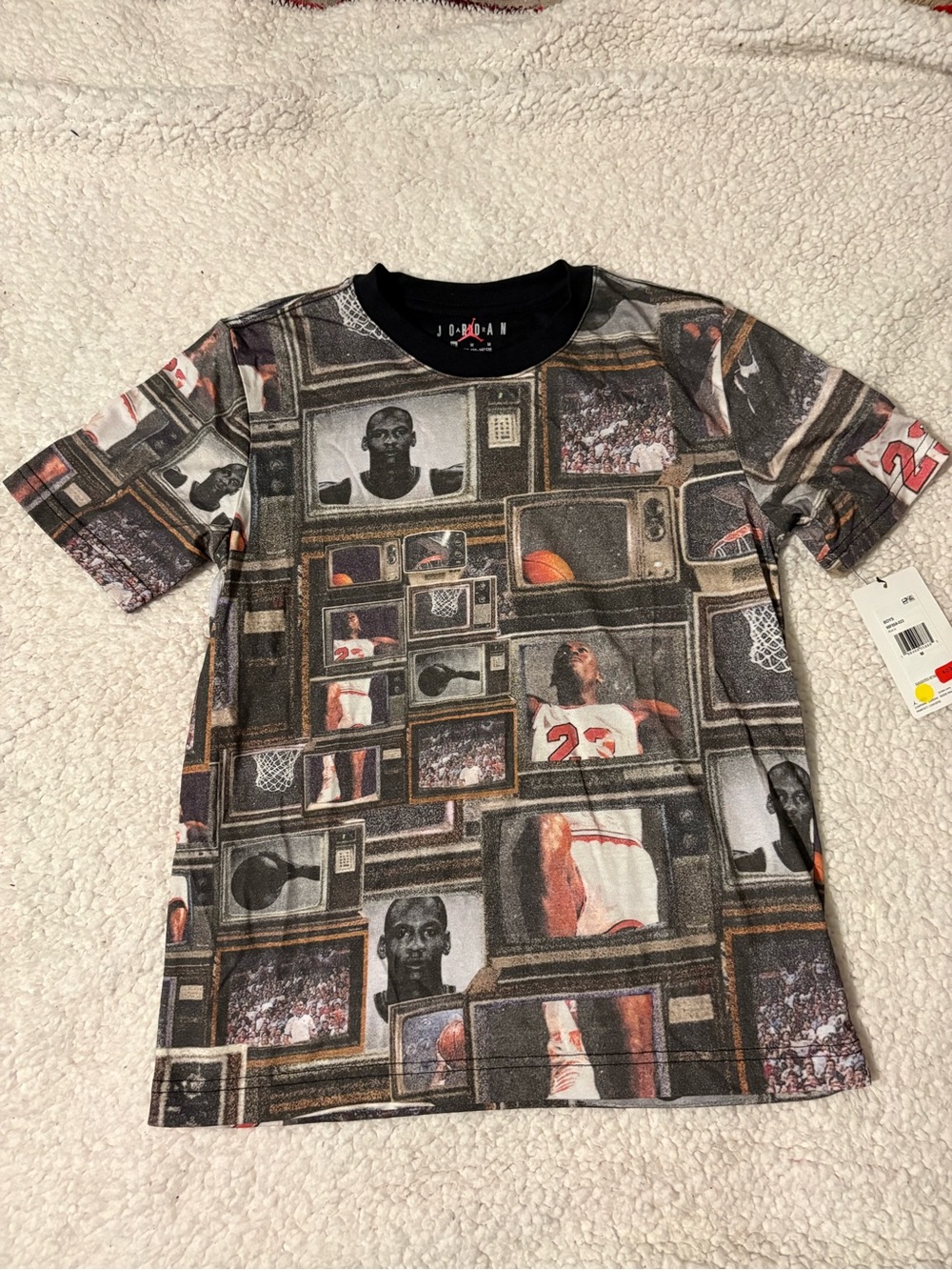 Jordan Kids' All-Over Print Basketball T-Shirt - Black/Multi